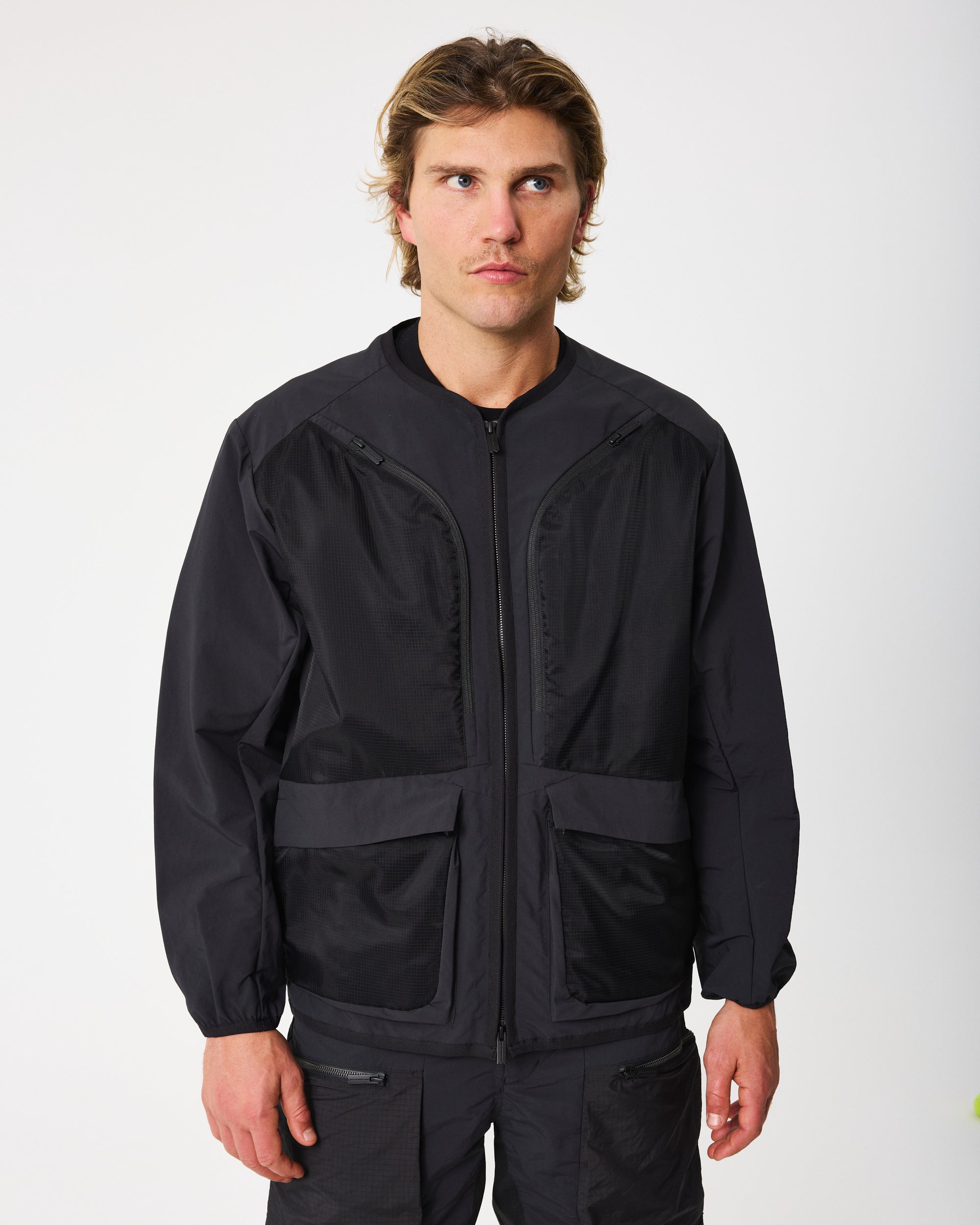 TAFFETA NO COLLAR BLOUSON JACKET