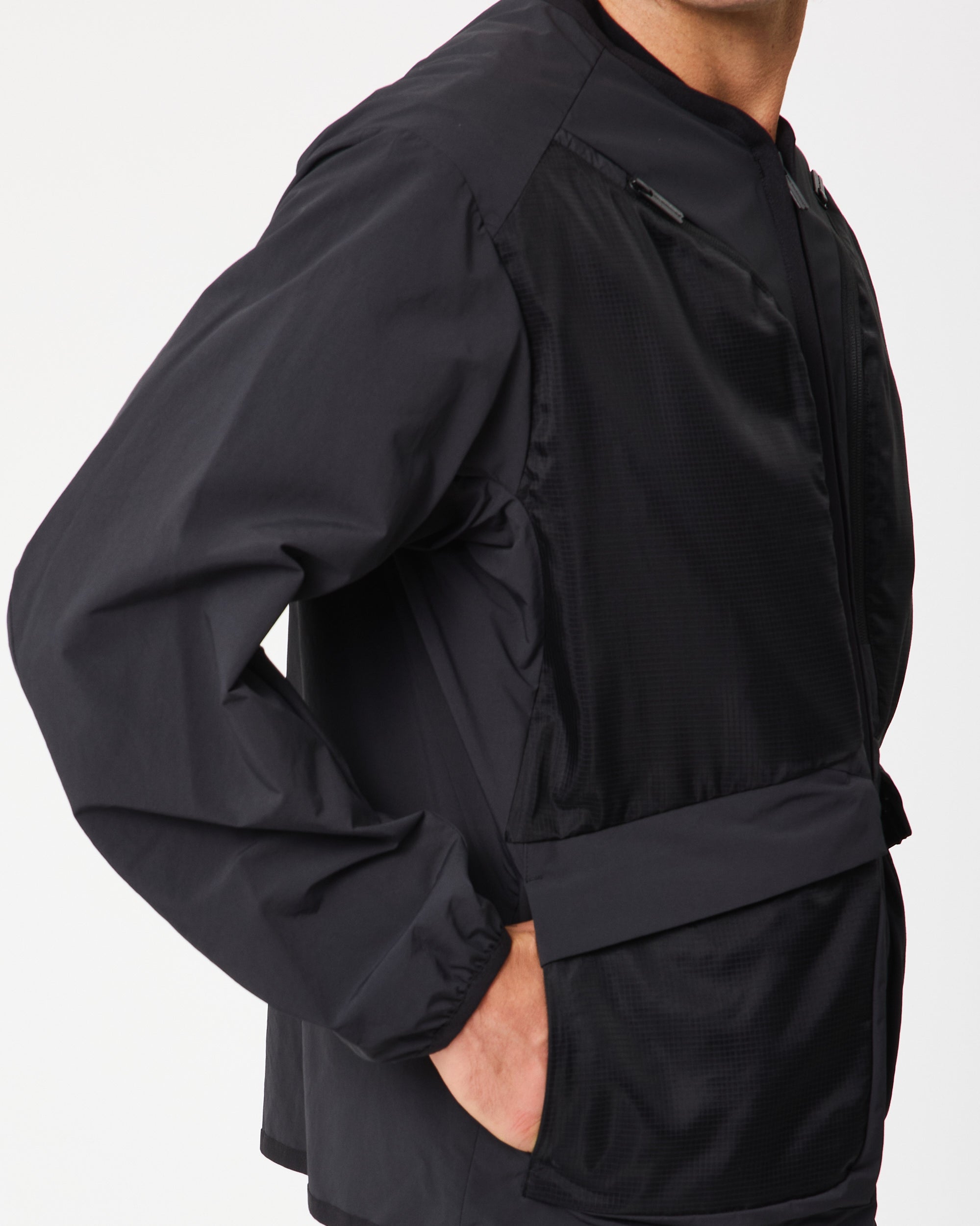 TAFFETA NO COLLAR BLOUSON JACKET