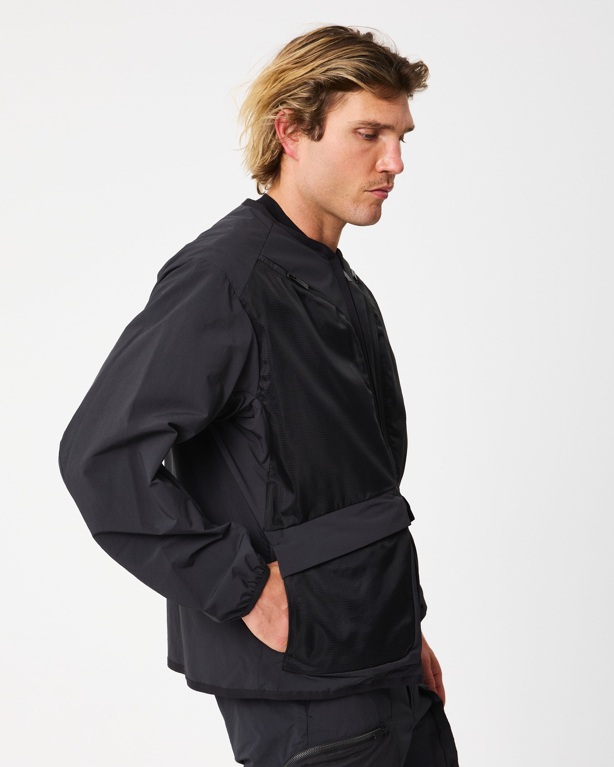 TAFFETA NO COLLAR BLOUSON JACKET