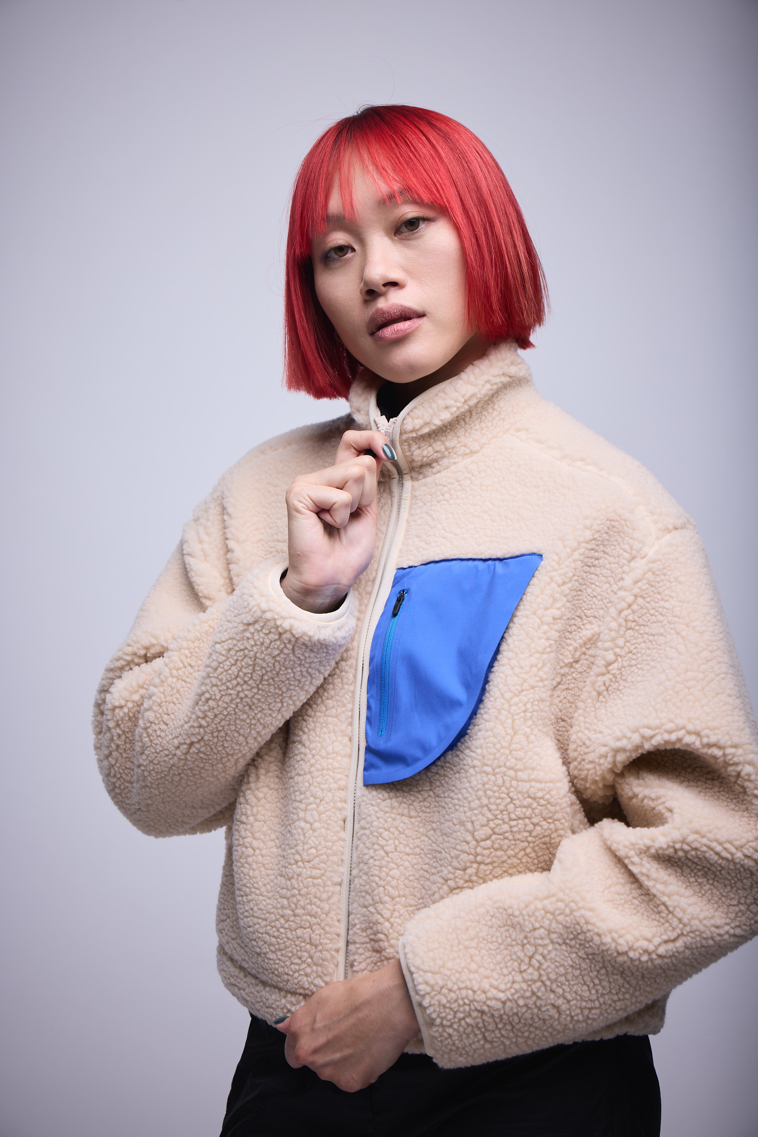 WOMENS CROPPED WOOL FLEECE JACKET