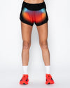 Womens Marathon Shorts - Rainbow Black Dot
